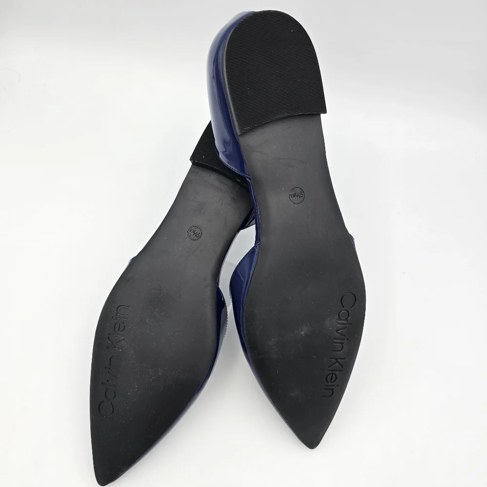 Calvin Klein Women's Sannie Pointy Toe Dress Flats, Blue Patent Leather, Sz 9.5M - Picture 9 of 11